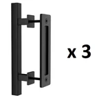 *3* Winsoon 12 Black Powder Coated Finish Pull & Flush Barn Door Handle Set. Fixed Price $44.99.