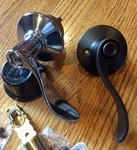 Schlange Oil Rubbed Bronze/polished Chrome Interior Door Lever Handle Lock. Fixed Price $14.99.