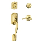 Handleset Single Cylinder Camelot Accent Lever Bright Brass Schlage. Fixed Price $209.99.