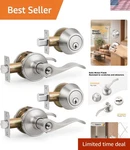 Satin Nickel Keyed-alike Door Lever & Deadbolt Set 2-PACK For Home Security. Fixed Price $74.99.