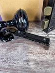 Vintage Horizontal Rim Lock Set Door Knob Jappanned Black Skeleton Key H0383-1D. Fixed Price $32.29.