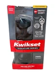 Kwikset Pismo Square Keyed Entry Door Knob W/ Smartkey In Matte Black 97403-080. Fixed Price $34.99.