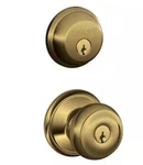 Schlage Georgian Antique Brass Single Cylinder Deadbolt Combo. Fixed Price $31.99.