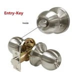 Stainless Steel Round Door Knobs Handle Entrance Passage Lock W/ Key Set Silver. Fixed Price $13.99.
