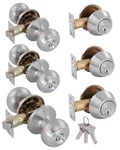 Gitrang 3-PACK Keyed Alike Deadbolt Door Lock Set Satin Nickel Exterior. Fixed Price $80.44.