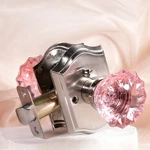 Crystal Door Knobs, Stain Nickel Pink Glass Interior Rose Shape Wi.... Fixed Price $43.35.