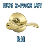 Nos 2-PACK Schlage F80 Acc 605 Rh Brass Gold Store Room Door Lever Locking. Fixed Price $68.24.