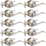 Door Lever 10 Pack Brushed Nickel Privacy Keyless Lock Bedroom Knobonly Satin. Fixed Price $154.99.