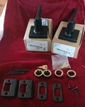 Lot: Kwikset Casey Dummy Door Handles & Plates Matte Black 488CSL Sqt 514. Fixed Price $25.00.