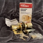 Hyper Tough Keyed Enter Doorknob Polished Brass Finish. Fixed Price $10.00.