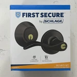 First Secure By Schlage Deabolt & Lever Security Set Bronze PC60PRE716 New. Fixed Price $39.00.