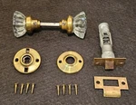 Restored Antique 1920 Crystal Glass Door Knob Locking Privacy Set Many Available. Fixed Price $185.00.