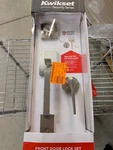 Kwikset Amador Satin Nickel Entry Door Handleset With Round Rose Hollis Lever. Fixed Price $75.00.