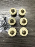 6 Vintage Almond Porcelain Eith Antique Brass Cabinet Knob Belwith Keeler (38. Fixed Price $25.00.