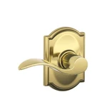 Schlage F10ACC505CAM Camelot Trim With Accent Hall And Closet Lever, Bright Bras. Fixed Price $70.65.