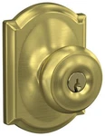 Schlage F51A-GEO-CAM Georgian Keyed Entry Single Cylinder Door Brass. Fixed Price $72.45.