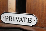 Cast Iron Door Sign Plate Private 7-1/4" X 2-1/4". Fixed Price $8.00.