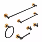 Bathroom Hardware Set; Thicken Space Aluminum 6-PIECES Towel Bar Set- Black Gold. Fixed Price $110.66.