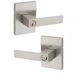 New Kwikset Singapore Square Keyed Satin Nickel Entry Handle 97402-911. Fixed Price $11.00.