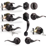 Probrico Oil Rubbed Bronze Front Door Handle Entry Lock Set Wave Levers. Fixed Price $25.40.