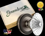 Newport Rosette With Burgundy Crystal Knob In Antique Pewter - Passage 2 3/8". Fixed Price $60.00.