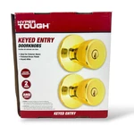 Hyper Tough Keyed Entry Tulip Style Doorknob, Polished Brass Finish, Twin Pack. Fixed Price $22.15.