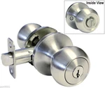 Entrance Brushed Nickel Keyed Round Handle Knob Door Kwikset Keyway Locks. Fixed Price $12.99.