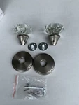 2 Pack Glass Dummy Door Knobs, Single Side Set, Brushed Nickel. Fixed Price $34.99.