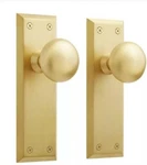 Signature Hardware Hubbard Pasage Interior Door Set, Passage, Satin Brass. Fixed Price $69.95.