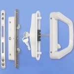 Sliding Patio Door Handle Set Keyed Mortise Lock 4-15/16 White Reversible 1.5.... Fixed Price $72.90.