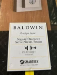 Baldwin Square Satin Nickel Prestige Single Cylinder Smartkey Deadbolt 93800-013. Fixed Price $19.95.