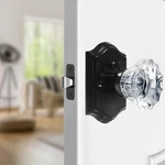 Crystal Door Knobs, Black Glass Interior Rose Shape With Lock Privacy. Fixed Price $38.66.