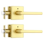 2 Pack Heavy Duty Gold Door Knob,square Satin Brass Privacy Levers, Inte.... Fixed Price $60.78.