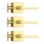 Heittis 3 Pack Satin Brass Passage Door Levers Square Hall Closet Handles Heavy. Fixed Price $108.60.
