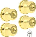 Kakapola 4 Pack Entry Gold Doorknob With Lock, Interior For Bedroom, Bathroom. Fixed Price $18.00.