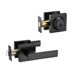 Ncsen Front Door Lockset Deadbolt Handle Square Exterior Matte Black Keyed. Fixed Price $60.90.