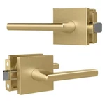 Satin Brass Lever Door Lock Handle, Prime Passage Finish, Interior. Fixed Price $47.99.