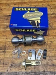 Schlage Door Knob Privacy Locking Latch Bed Bath Brushed Nickel F40 Orb 626 New. Fixed Price $15.99.