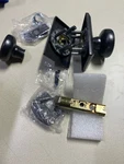 Baldwin PVRUSRSR481 Rustic Privacy Knobset With Square Rose - Dark Bronze. Fixed Price $130.99.
