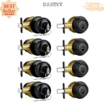 New 4-PACK Front Door Lock Set Matte Black Deadbolt Knob Keyed Alike. Fixed Price $62.09.