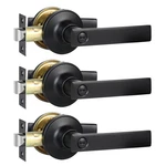 Razcc Privacy Door Handles, 3 Pack Matte Black Lever, Bed Bath. Fixed Price $51.95.