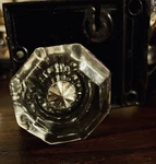 Antique 8 Point Octagon Glass Door Knob With Brass Rosettes. Fixed Price $150.00.