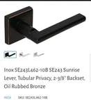 Inox SE243L462-10B Sunrise Lever Set Privacy Orb Bronze. Fixed Price $99.95.