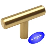 *5 Pack* Cosmas Cabinet Hardware Brushed Brass Euro Style T-knob #305BB. Fixed Price $8.46.