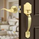 Gaurqiah Gold Front Door Handle Set With Passage Lever,deadbolt Not Included,.... Fixed Price $56.70.