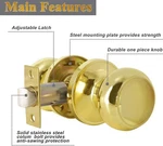 Probrico Passage Door Knob Polished Brass Interior Hall Closet Lock Handle. Fixed Price $18.80.