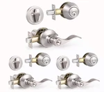 Knobonly 3 Door Set W/ Deadbolt Keyed Alike Satin Nickel Entry Lock. Fixed Price $63.99.