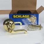 Schlage Flair Reversible Privacy Lock Lever Set In Polished Brass F40 605. Fixed Price $12.00.