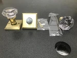 Baldwin FDCRYTSR044 Crystal Dummy Knob Set, Square Rose - Satin Brass. Fixed Price $95.99.