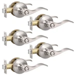 Knobonly 5 Pack Brushed Satin Nickel Door Lever Privacy Handles, Zinc Al.... Fixed Price $98.17.